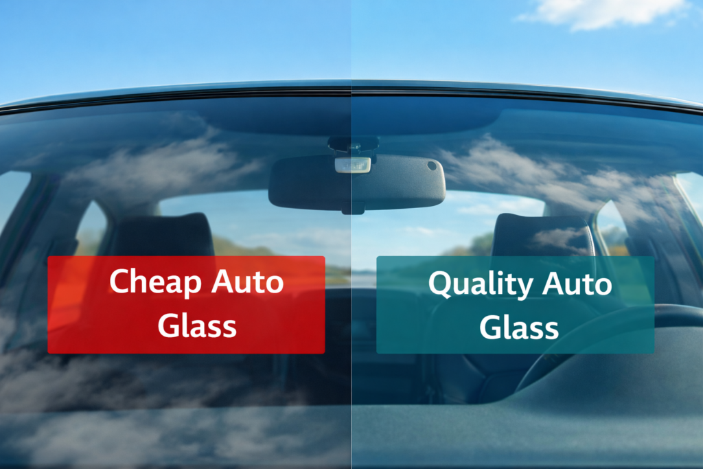Split view of auto glass quality