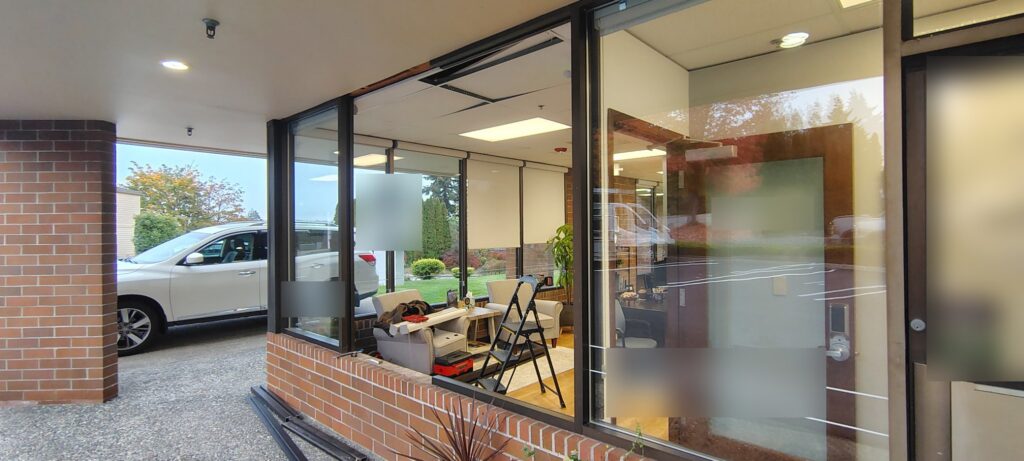 valueGLASS storefront glass replacement in progress in Silverdale, WA